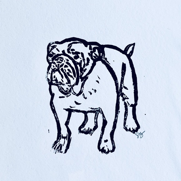 Bulldog Hand Printed Art - Picture 2 of 4